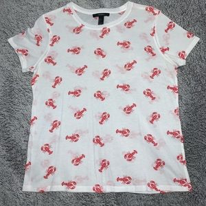 FOREVER 21 - Women’s L White Lobster Print Shirt
